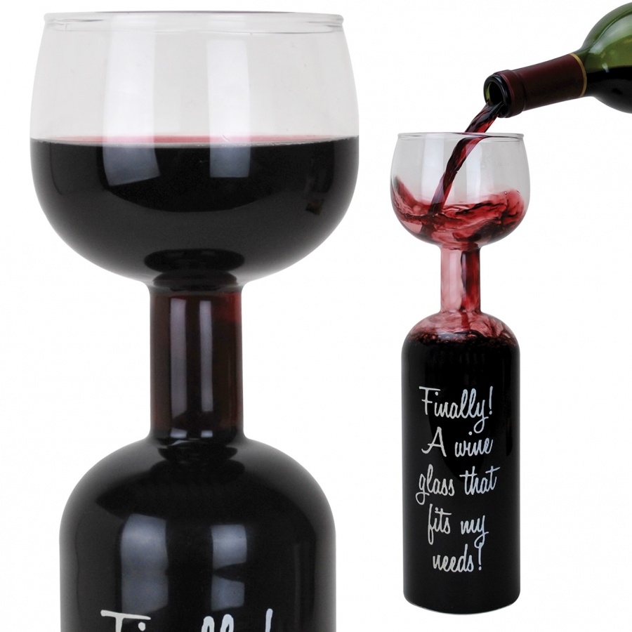 A bottle shaped wine glass
