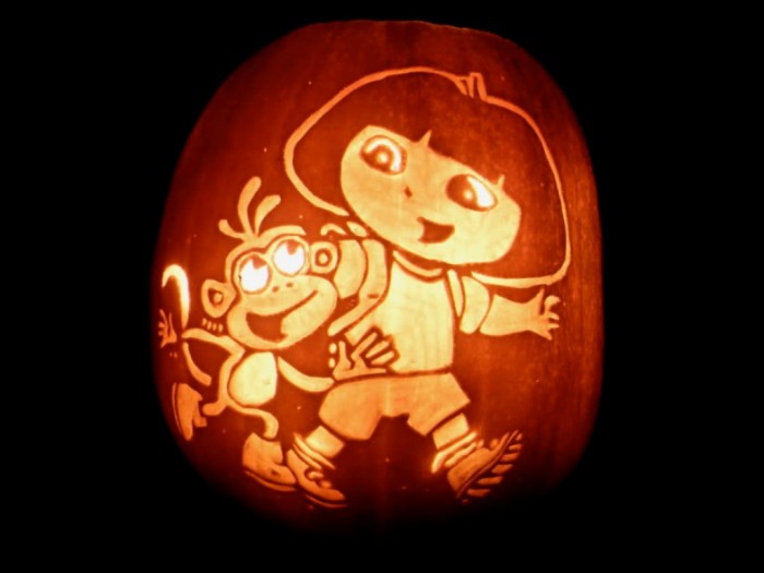 Accessories-Dora-Pumpkin-Carving-Patterns-25-Pumpkin-Carving-Patterns-Character-Ideas 65+ Most Creative Pumpkin Carving Ideas for a Happy Halloween