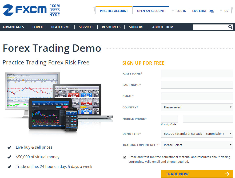 Get 50.000 of Virtual Money for Demo Account with FXCM