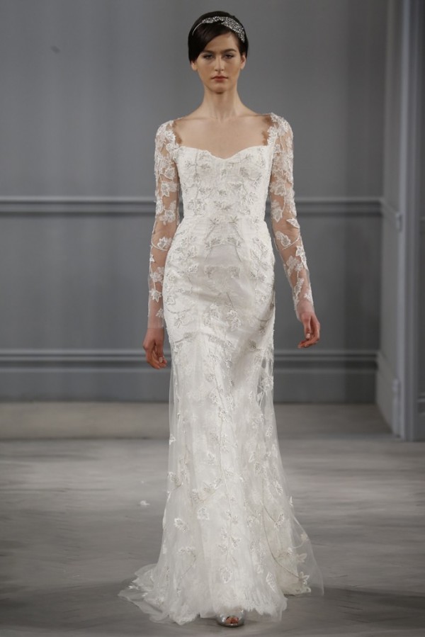 Monique-Lhuillier-Spring-2014-Lace-Sheath-Bridal-Gown-600x899