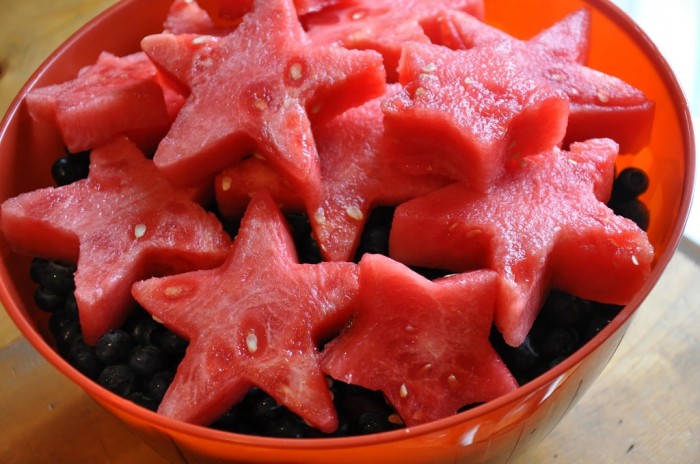 Watermelon Stars over Blueberries