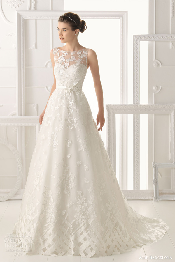 aire-barcelona-2014-bridal-oest-sleeveless-wedding-dress-illusion-neckline 47+ Creative Wedding Ideas to Look Gorgeous & Catchy on Your Wedding