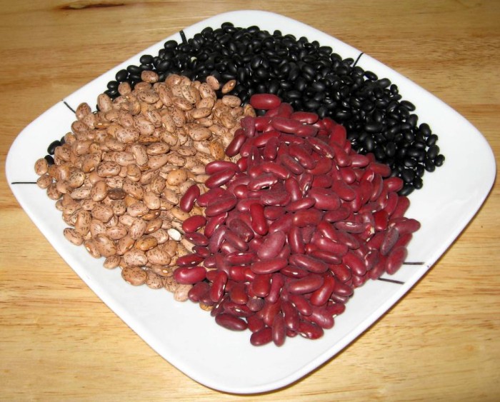Black beans, kidney beans & white beans They are low in fat and rich in fiber and protein.