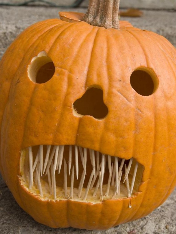 60+ Most Creative Pumpkin Carving Ideas for a Happy Halloween 15 iStock-4639032_toothpick-teeth-pumpkin-carving_s3x4_lg