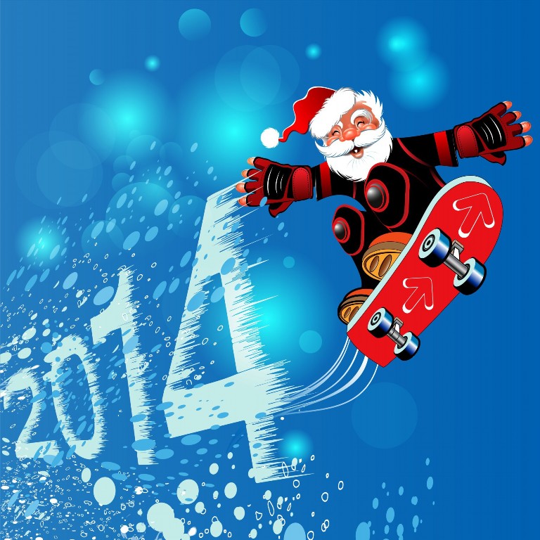 2014 Santa Claus Playing The Skateboard Wallpapers