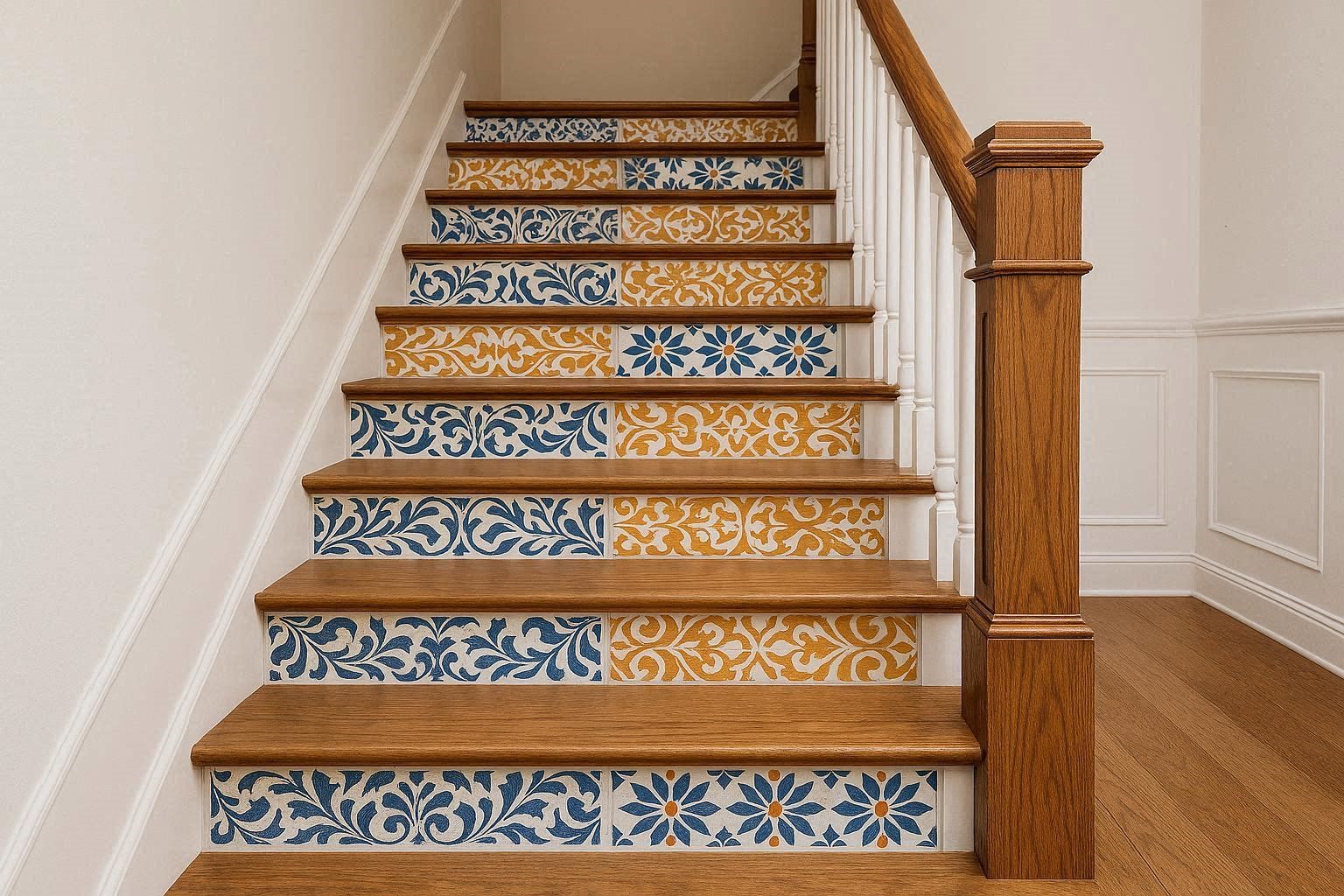 How to Turn Your Old Staircase into a Decorative Piece 5 Add Character with Decorative Stair Risers How to Turn Your Old Staircase into a Decorative Piece - 5 old staircase