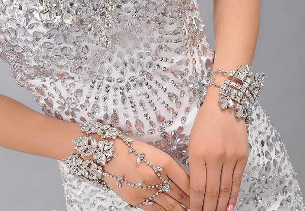 Free-shipping-fashion-crystal-bride-hand-chain-sparking-rhinestone-bracelet-with-ring-wedding-party-jewelry 65 Hottest Hand Back Jewelry Pieces for 2020