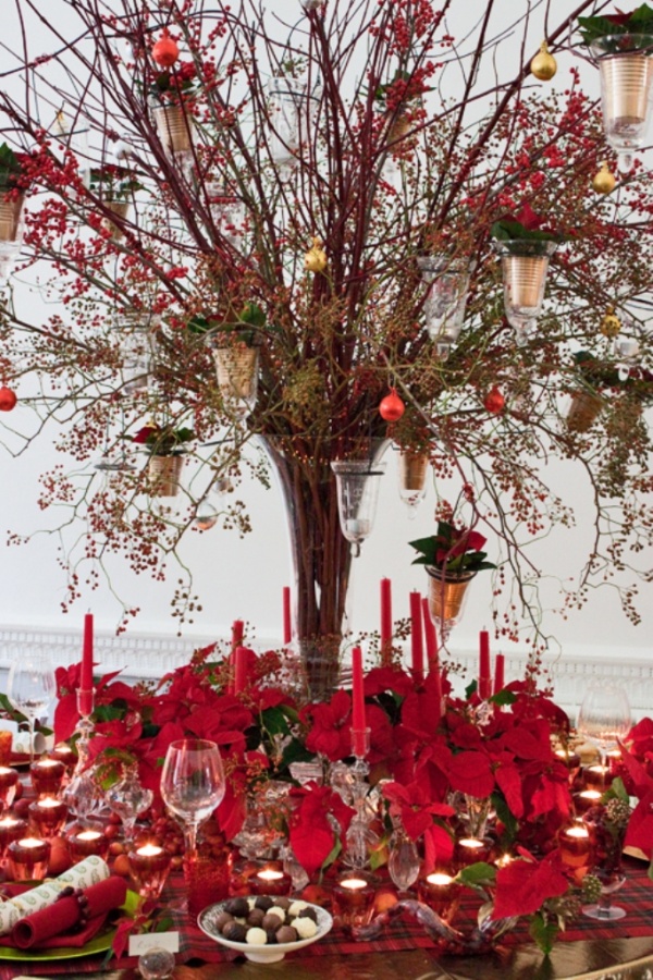 Poinsettia-Christmas-Table-by-Paula-Pryke-Flowerona-6 65+ Dazzling Christmas Decorating Ideas for Your Home in 2020