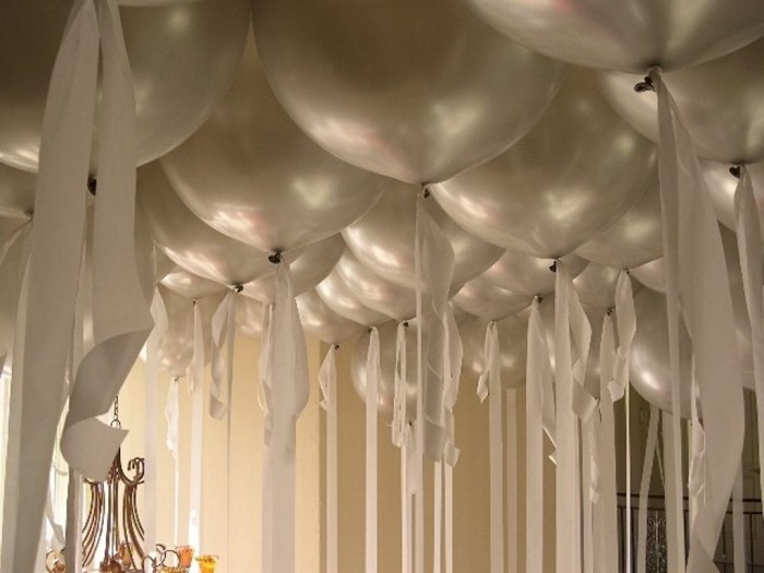 ceiling-decor-silver-and-white-ribbons