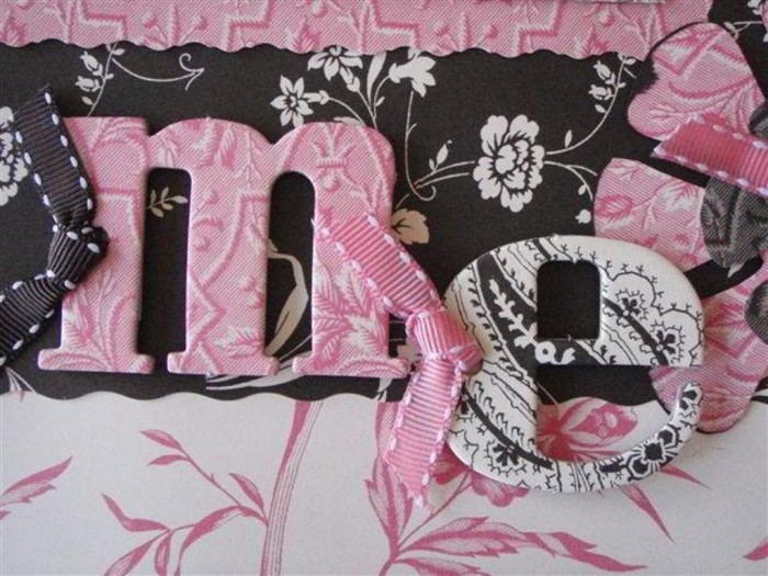chipboard letters on scrapbook page