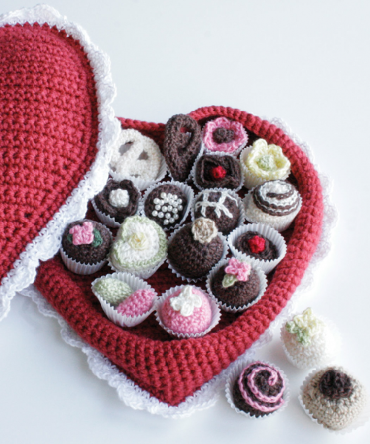 crochet_box_of_chocolates_red_heart_yarn Stunning Crochet Patterns To Decorate Your Home & Make Accessories