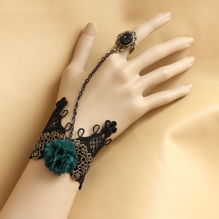 hand-bracelet-ring-green-flower-gothic-vintage-lace-fashion-accessories-his-and-her-bracelets-rings-jewelry
