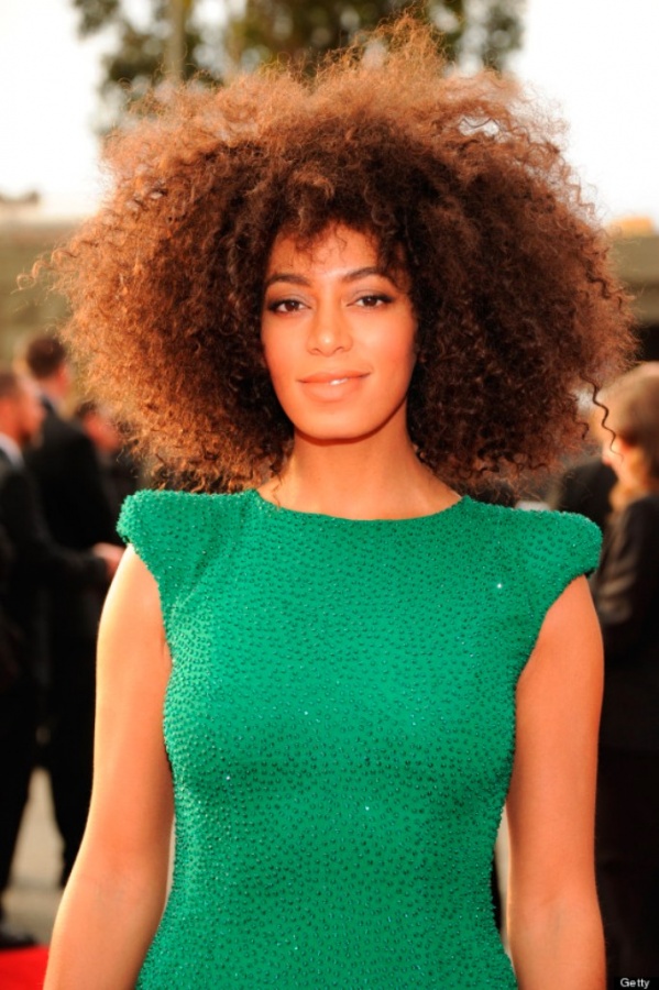 Sotange Knowles with her afro-chick hairstyle that is inspired by the hairstyles in the seventies.
