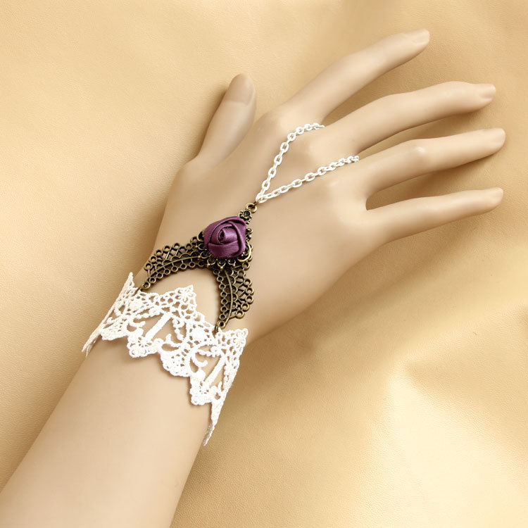 vintage-bracelet-Gothic-lace-lolita-Lace-bracelet-ring-one-piece-chain-bride-bridesmaid-accessories