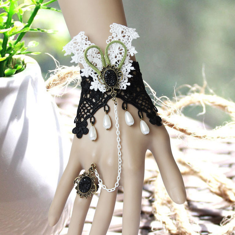 vintage-bracelet-Rabbit-lady-fashion-vintage-wrist-length-prom-accessories-bracelet-with-ring-one-piece-chain