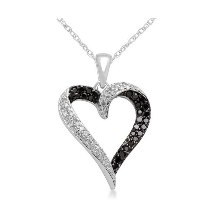 10k-white-gold-black-and-white-diamond-heart-pendant-necklace-1-3-cttw 50 Unique Diamond Necklaces & Pendants