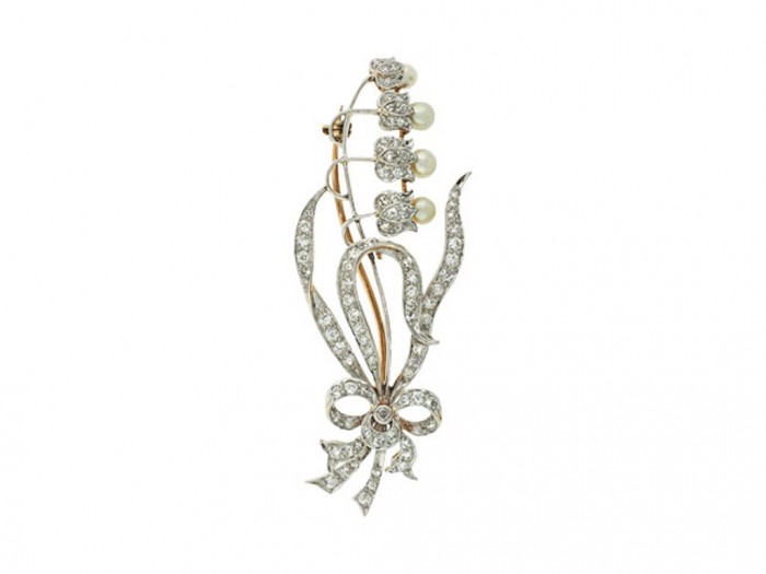 1363120075-504471-Antique_Edwardian_Lily_of_the_Valley_Diamond_and_Natural_Pearl_Flower_Brooch_in_Platinum-0-640x480 35 Elegant & Wonderful Antique Diamond Brooches