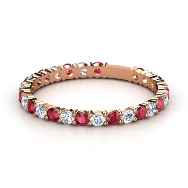 Top 60 Stunning & Marvelous Rose Gold Wedding Bands 13 14k-rose-gold-ring-with-ruby-diamond