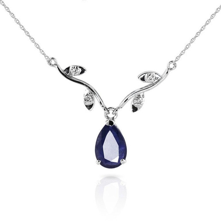 14k-white-gold-vine-ripe-necklace-with-diamond-and-sapphire-pendant-2406wa 50 Unique Diamond Necklaces & Pendants