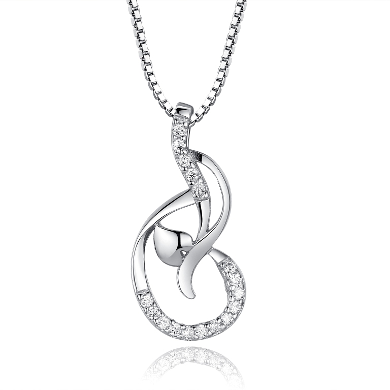50 Unique Diamond Necklaces & Pendants 23 925-Sterling-Silver-Paved-Diamond-Dance-Notes-Circled-Love-Heart-Pendant-Necklace-18inch-Silver-Singapore-Chain-with-Spring-Ring-Clasp-Closure-1_original