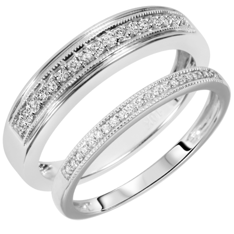 98097_my-trio-rings-14-carat-tw-round-cut-diamond-his-and-hers-wedding-band-set-10k-white-gold-1381978837-172 60 Breathtaking & Marvelous Diamond Wedding bands for Him & Her