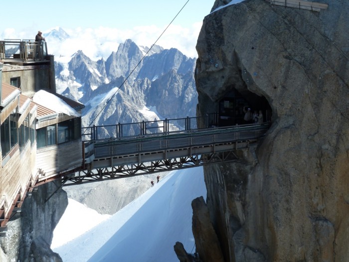 Aiguille du Midi Bridge It is situated in France. It is short and 12.605 feet high above sea level. 
