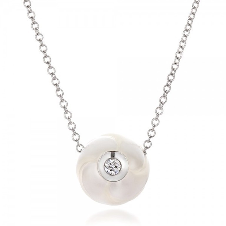 Carved-Fresh-White-Pearl-and-Diamond-Pendant-front-100345 50 Unique Diamond Necklaces & Pendants