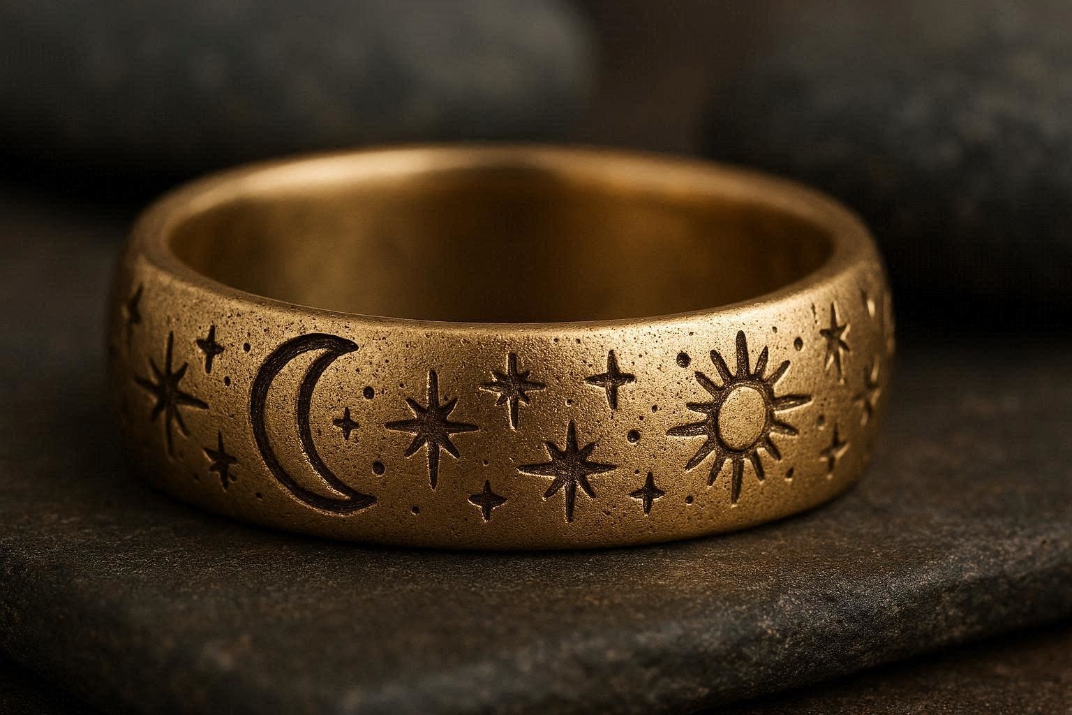 20 Unique and Unusual Wedding Rings 21 Celestial Engraved Wedding Ring 20 Unique and Unusual Wedding Rings - 21 unusual wedding rings