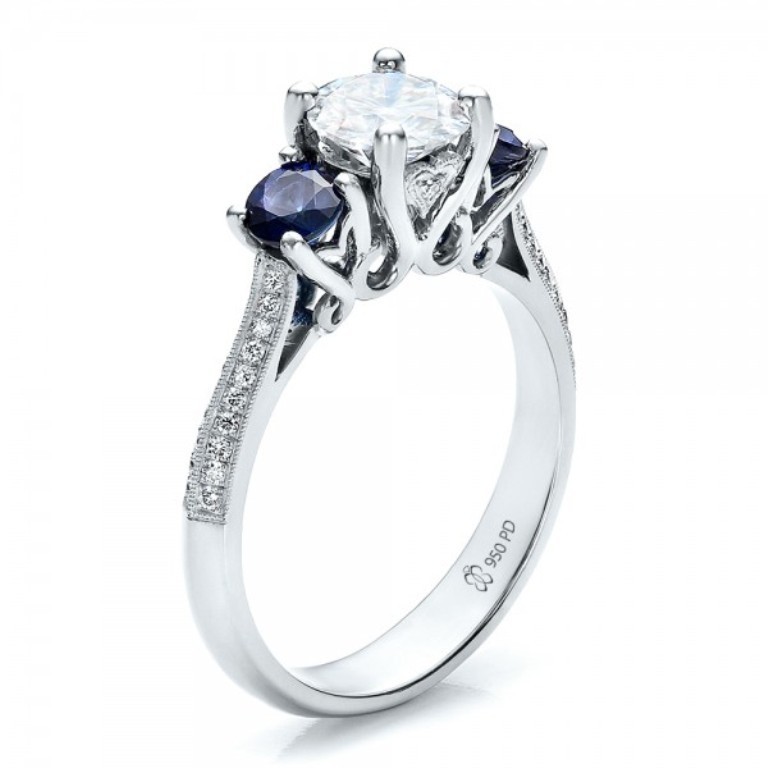 Custom-Blue-Sapphire-and-Diamond-Engagement-Ring-3Qtr-100116 35 Fabulous Antique Palladium Engagement Rings