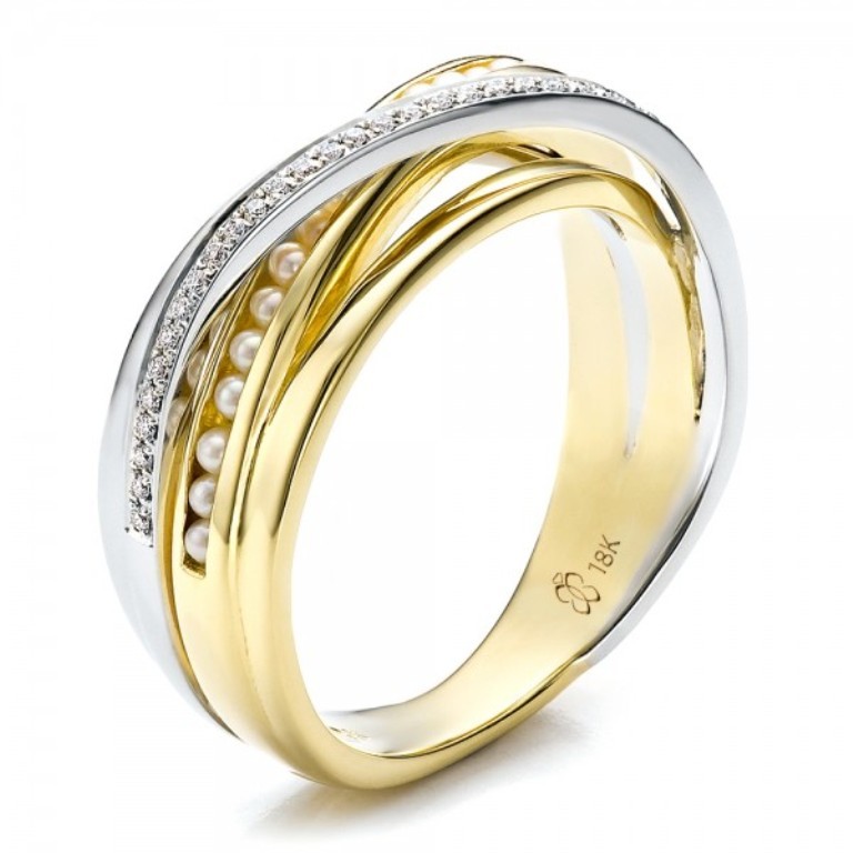Custom-Gold-With-Pearl-and-Diamond-Wedding-Bands-For-Women 60 Breathtaking & Marvelous Diamond Wedding bands for Him & Her