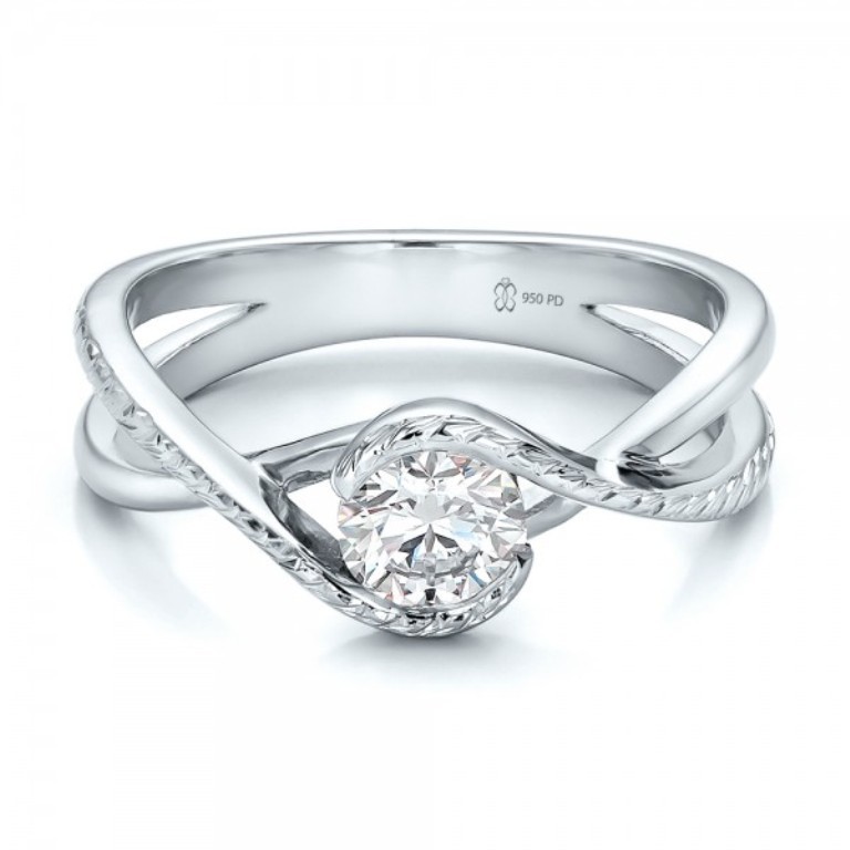 Custom-Hand-Engraved-Diamond-Solitaire-Engagement-Ring-flat-100791 35 Fabulous Antique Palladium Engagement Rings