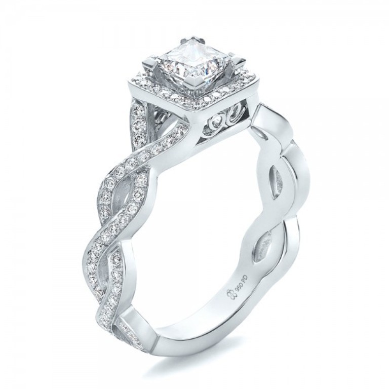 Custom-Princess-Cut-Diamond-Halo-Engagement-Ring-3Qtr-100604 35 Fabulous Antique Palladium Engagement Rings