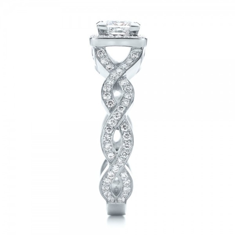 Custom-Princess-Cut-Diamond-Halo-Engagement-Ring-side-100604 35 Fabulous Antique Palladium Engagement Rings