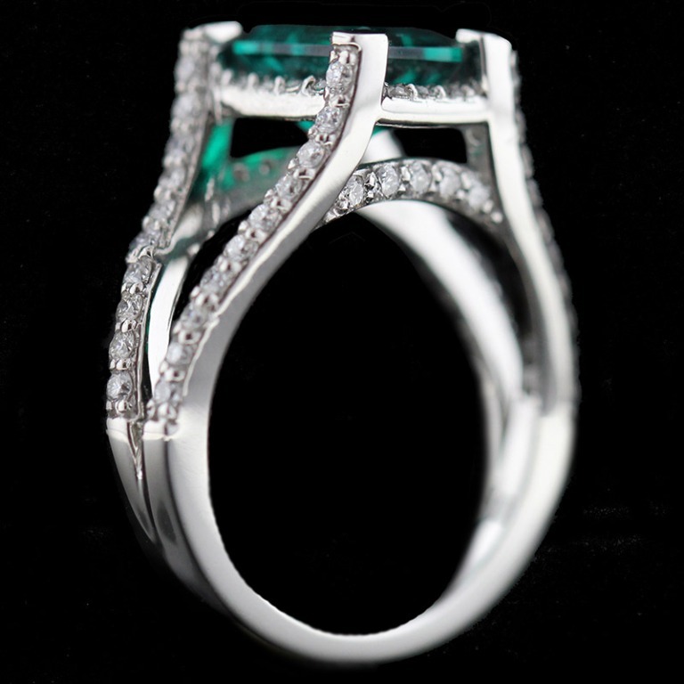 Custom_Split-Shank-Engagement-Ring_Emerald-cut-Emerald-Gemstone 60 Magnificent & Breathtaking Colored Stone Engagement Rings
