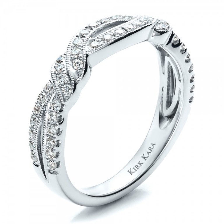 Diamond-Split-Shank-Wedding-Band-with-Matching-Engagement-Ring-Kirk-Kara-3Qtr-1459