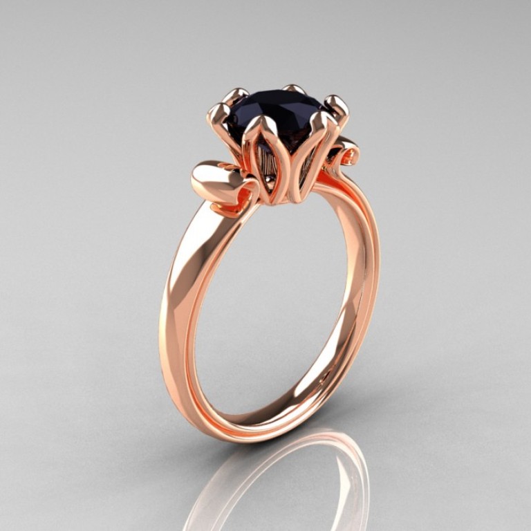 Enaggement-Ring-AR127-RGBD-P-700x700 50 Non-Traditional Black Diamond Rose Gold Engagement Rings