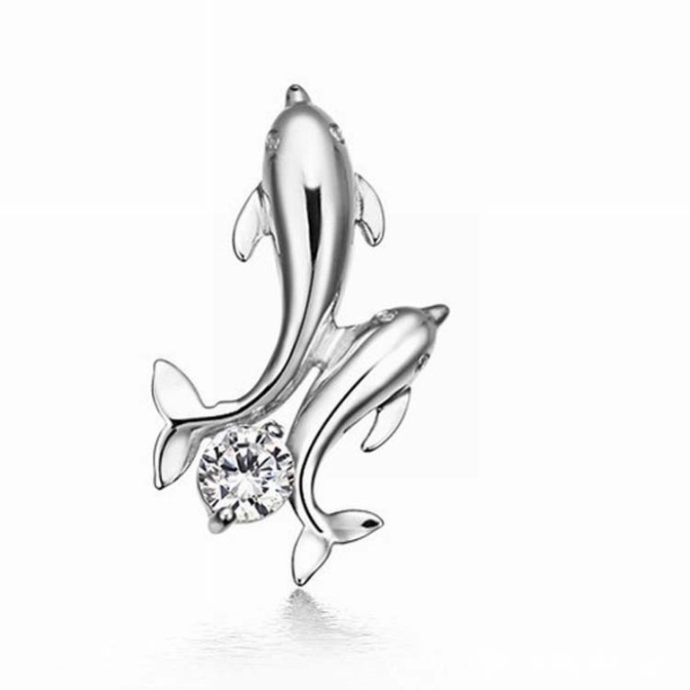 50 Unique Diamond Necklaces & Pendants 50 Free-Shipping-sterling-silver-font-b-dolphin-b-font-font-b-necklace-b-font-pendant-shinning