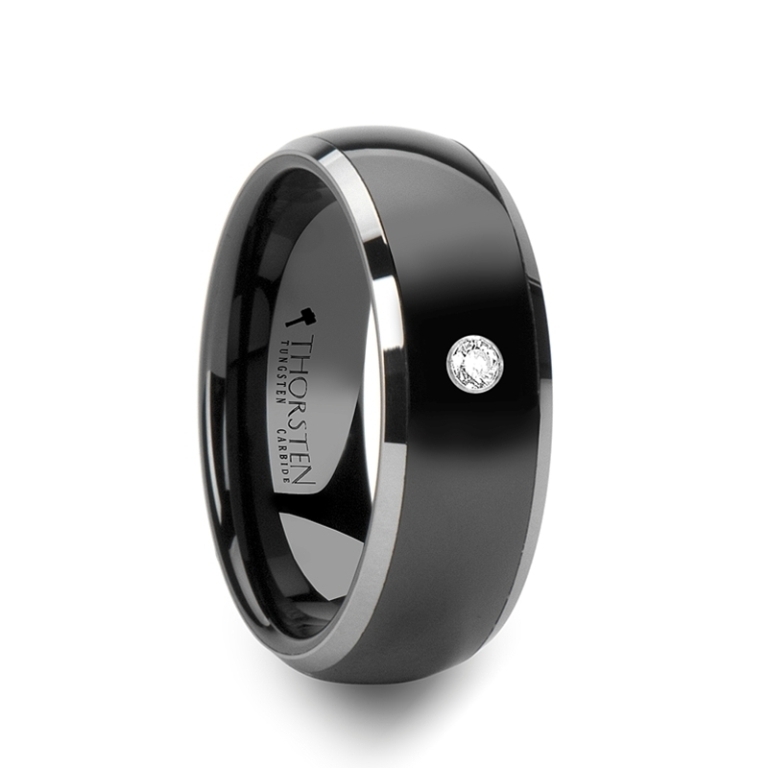 60 Unbelievable Ceramic Wedding Bands for Him & Her 25 GLENDALE_Domed_Black_Ceramic_Ring_with_Tungsten_Edges_and_White_Diamond_8_mm__43212.1356288702.1280.1280