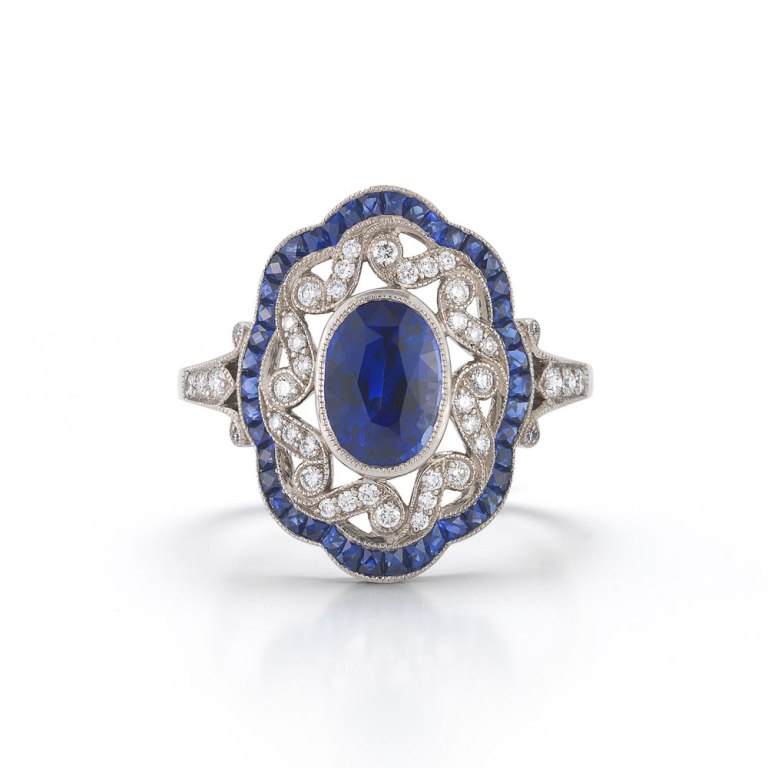 Kwiat-sapphire-vintage-ring 50 Unique Vintage Classic Diamond Engagement Rings