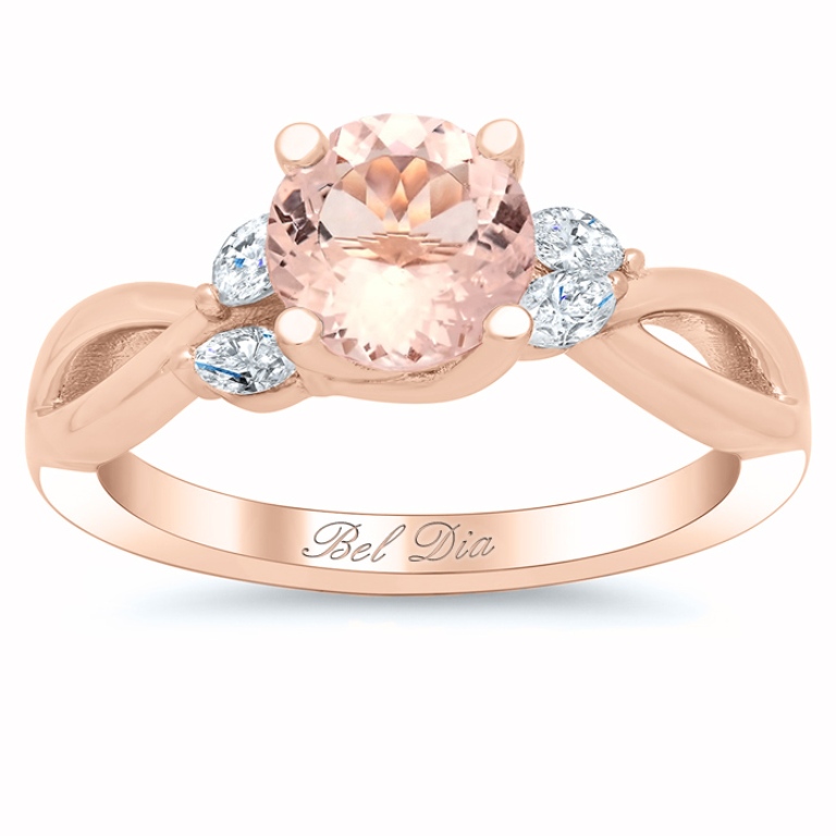 Morganite-Vine-Twisted-Rose-Gold-Engagement-Ring-with-Marquise-Diamonds Top 70 Dazzling & Breathtaking Rose Gold Engagement Rings