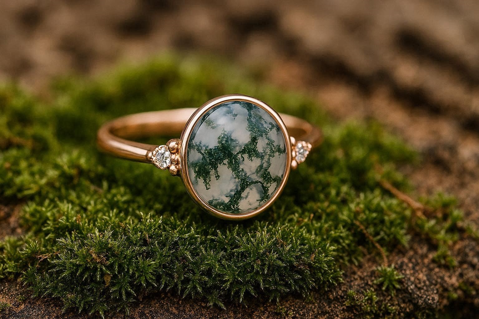 20 Unique and Unusual Wedding Rings 6 Moss Agate Wedding Ring 20 Unique and Unusual Wedding Rings - 6 unusual wedding rings