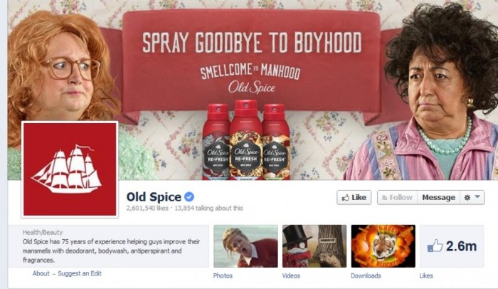 14. Old Spice It offers male grooming products and its page on Facebook has approximately 2.601.540 fans.