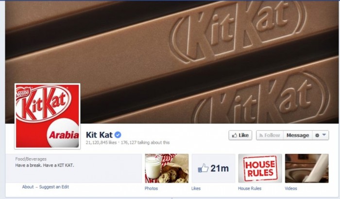 7. KitKat Who does not like KitKat? The number of fans on its Facebook page is about 21.120.845.