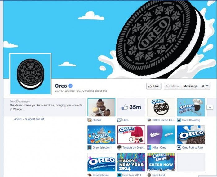 4. Oreo The most favorite sandwich cookie for most of the people whether they are young or old. There are approximately 35.447.189 fans on Oreo’s page on Facebook.