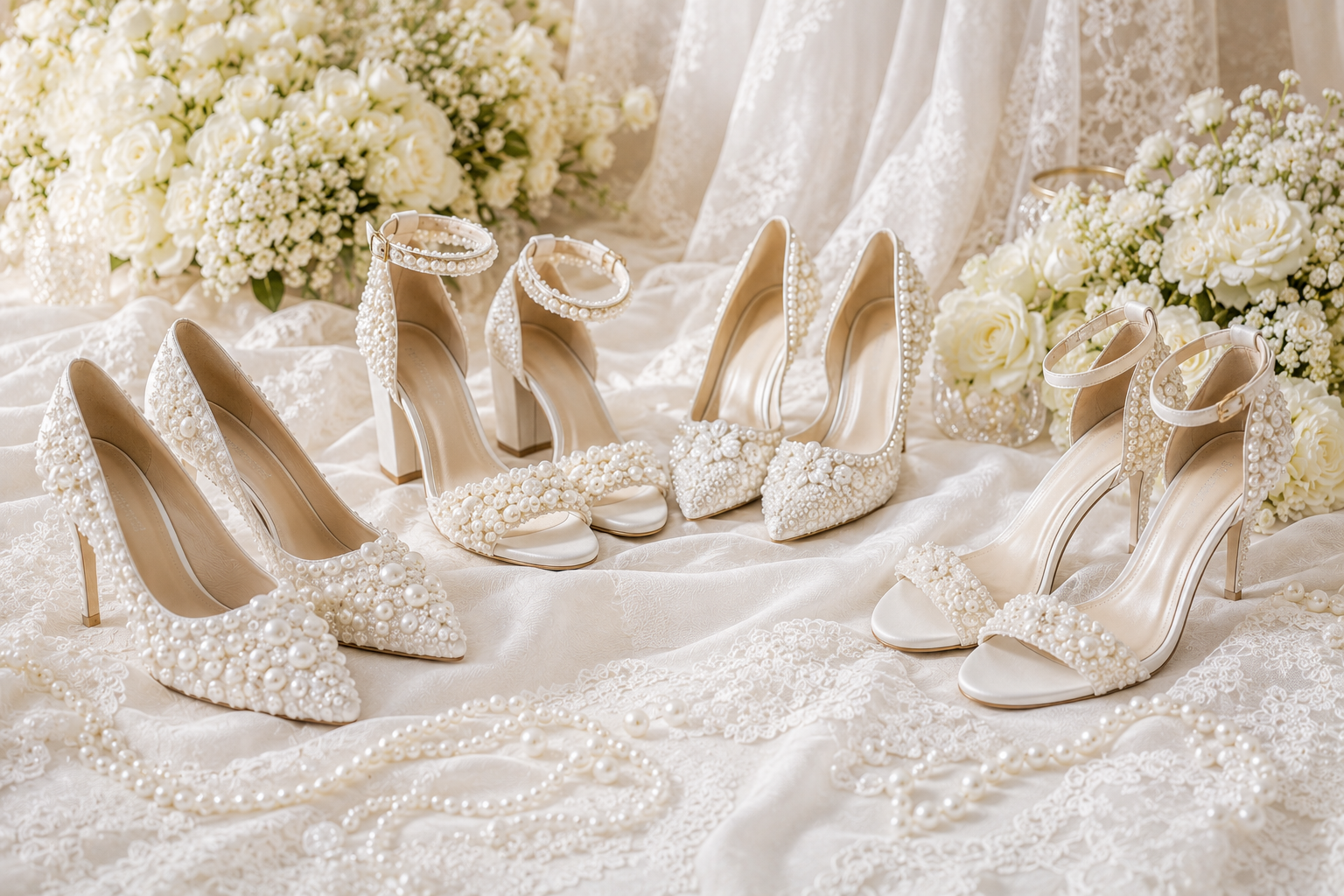 A Breathtaking Collection of White Bridal Shoes for Your Wedding Day 7 Pearl Embellished Bridal Shoes A Breathtaking Collection of White Bridal Shoes for Your Wedding Day - 7 bridal shoes