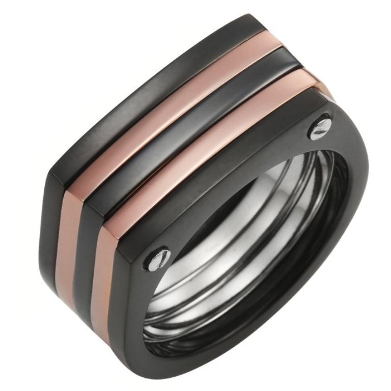 Stunning-Black-n-Bronze-Stainless-Steel-Stripes-Mens-Ring-10mm-2
