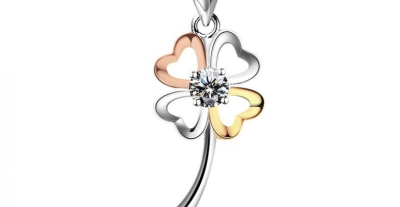 Valentine s Day Gift 31 points synthetic diamond pendant lucky clover tri color gold necklace pendants 50 Unique Diamond Necklaces & Pendants - pendants 2