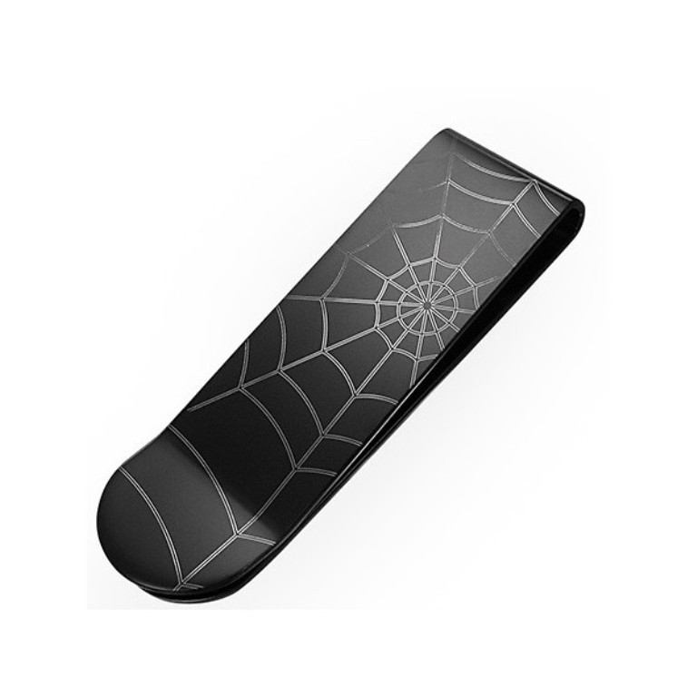 Best 35 Money Clips for Men 38 black-stainless-steel-spiders-web-mens-money-clip