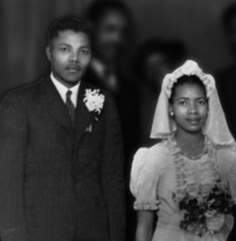 Nelson Mandela with his first wife, Evelyn Ntoko Mase
