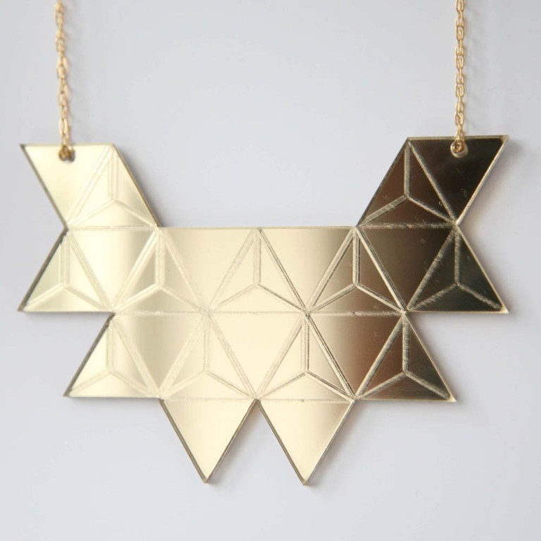 gold-mirrored-triangle-necklace-rebecca-boatfield 30 Non-traditional & Unusual Gold Necklaces